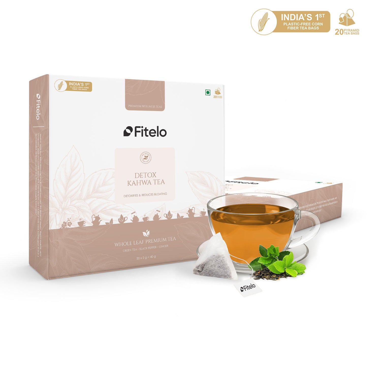 Detox Kahwa Tea | Pack of 2 | Aids in Detox & Reduce Bloating | Natural | 40 Teabags