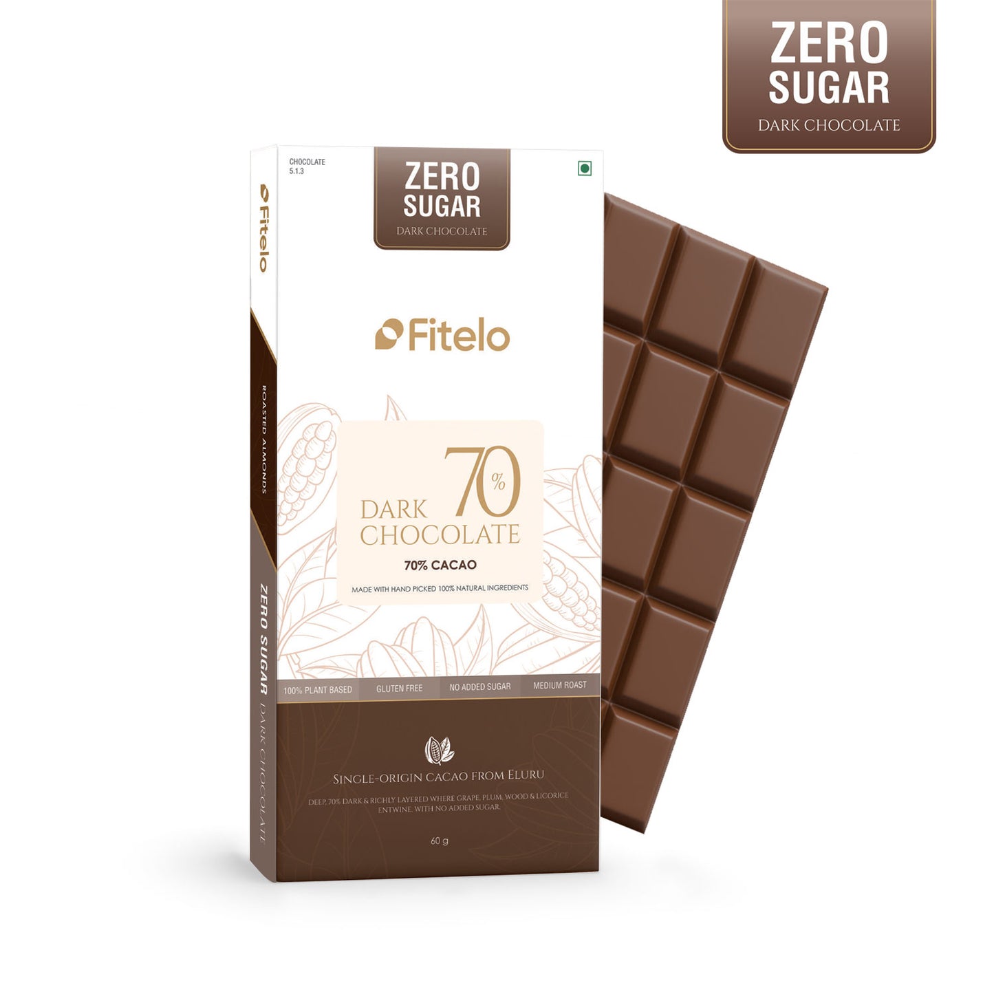 70% Dark Chocolate | No Added Sugar | Plant-based, Gluten-Free & Keto-Friendly | Pack of 4