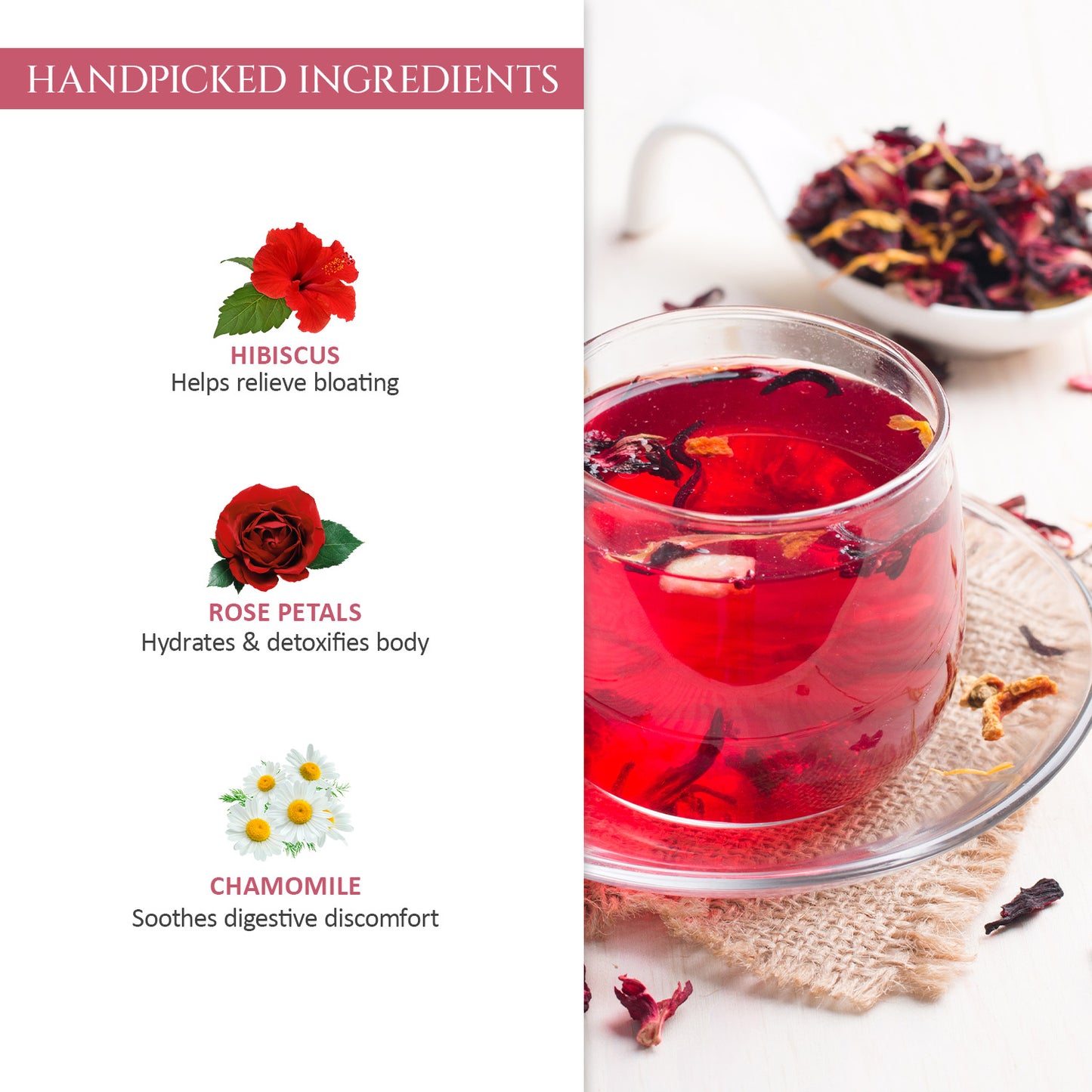 Unwind Hibiscus Herbal Tea | Pack of 2 | Promotes Relaxation, Helps Skin Glow | 40 Teabags