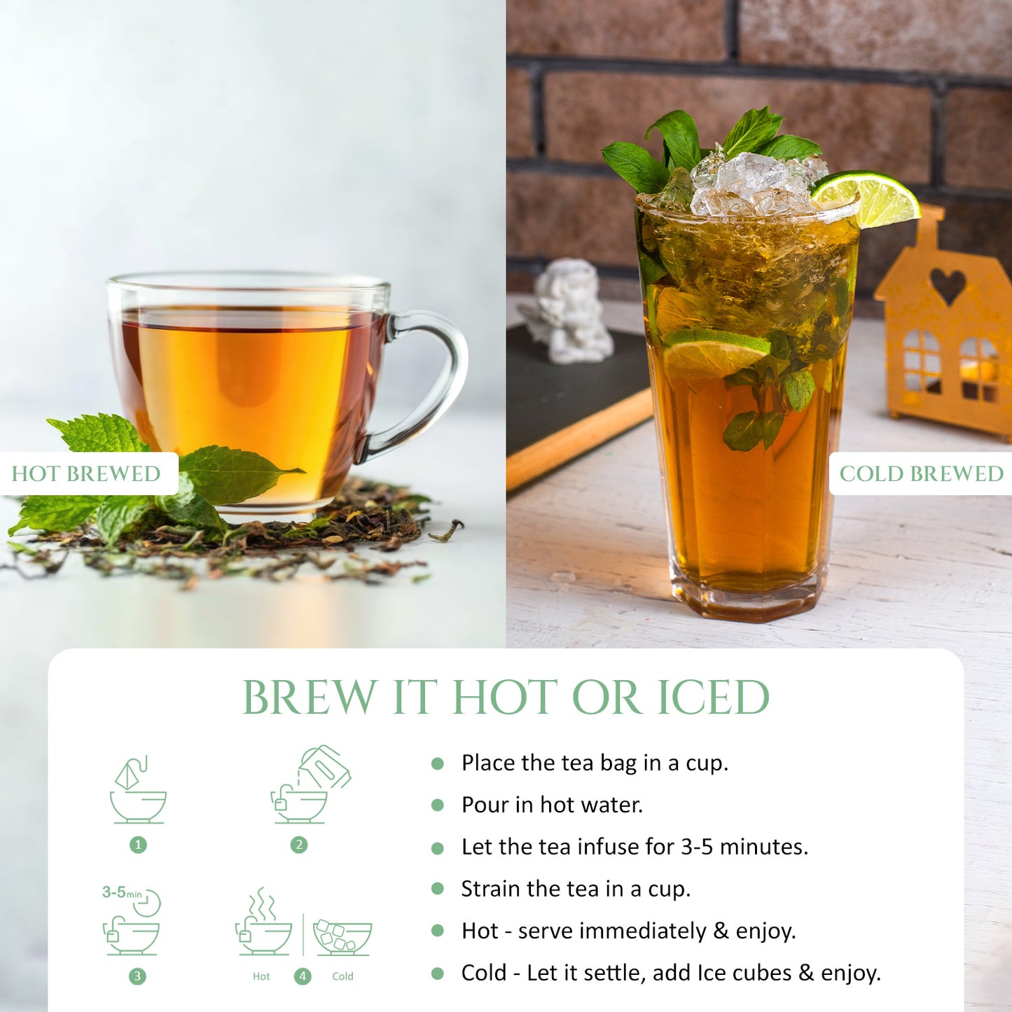 Peppermint Herbal Tea | Pack of 2 | Aids Digestion, Boost Focus | Rich in Anti Oxidants | 40 Teabags