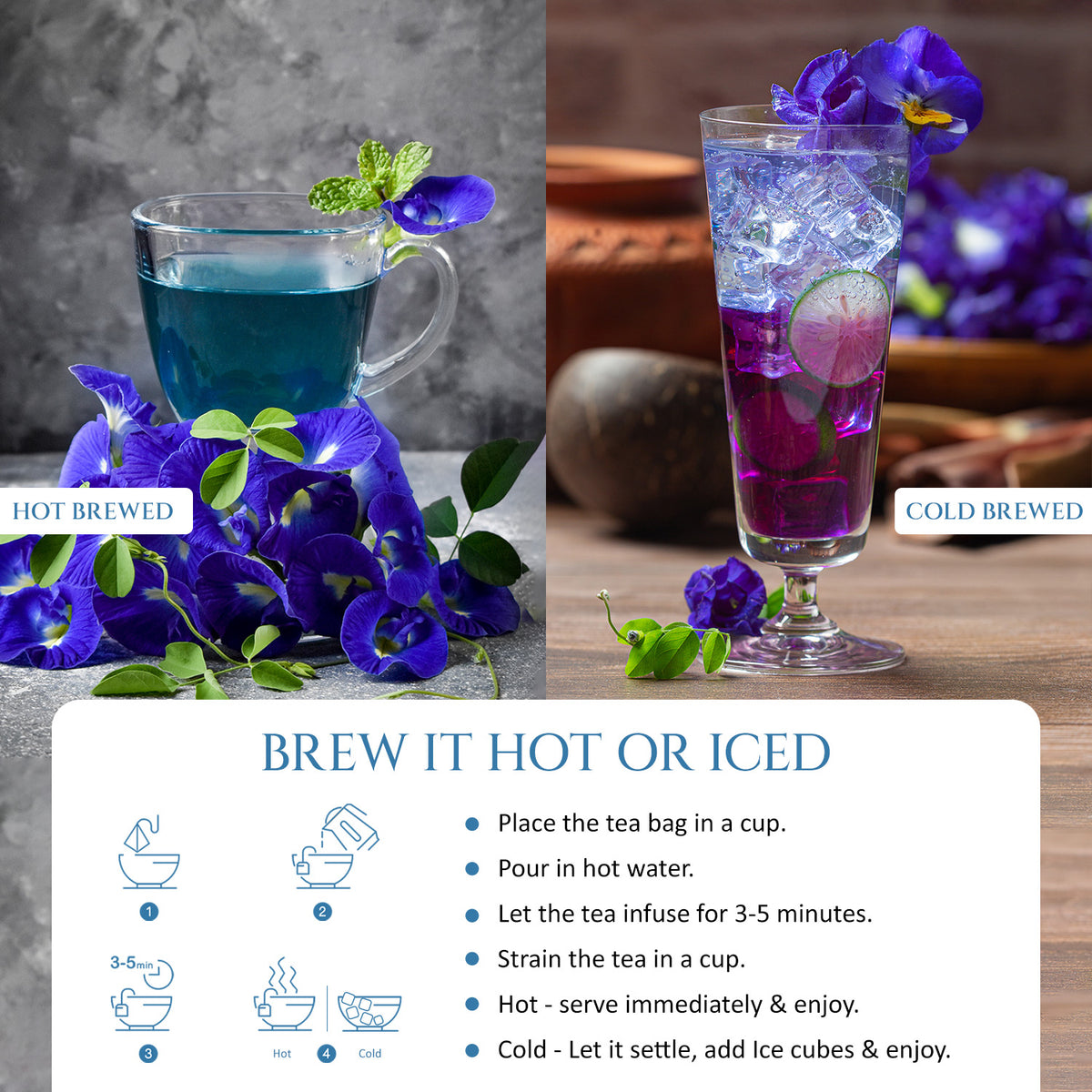 Antioxidant Rich Blue Pea Tea | Pack of 2 | Rich in Antioxidants, Improves Digestion | Helps in weight management | 48 Teabags