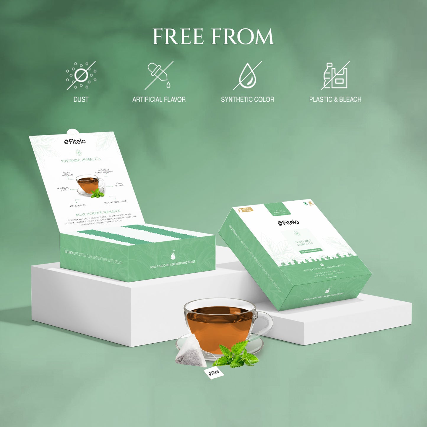 Peppermint Herbal Tea | Pack of 2 | Aids Digestion, Boost Focus | Rich in Anti Oxidants | 40 Teabags