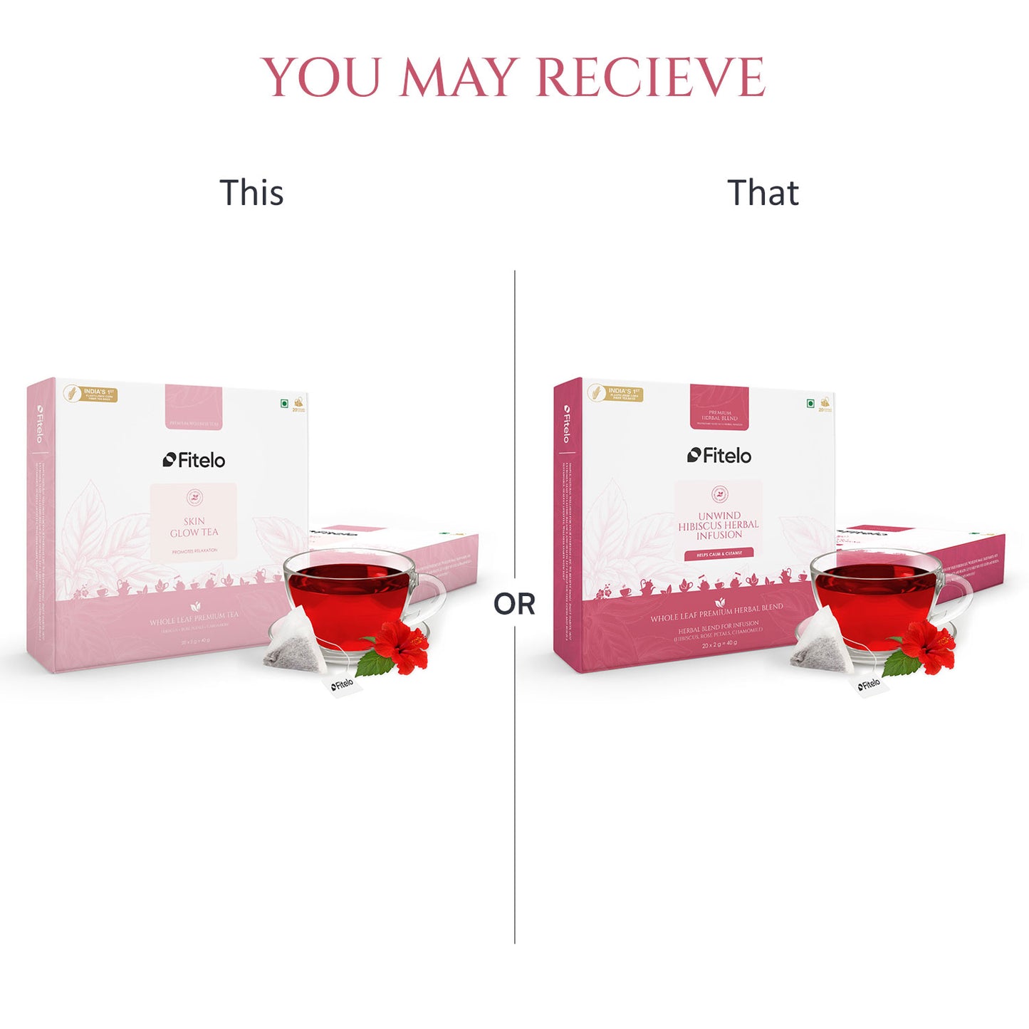 Unwind Hibiscus Herbal Tea | Pack of 2 | Promotes Relaxation, Helps Skin Glow | 40 Teabags