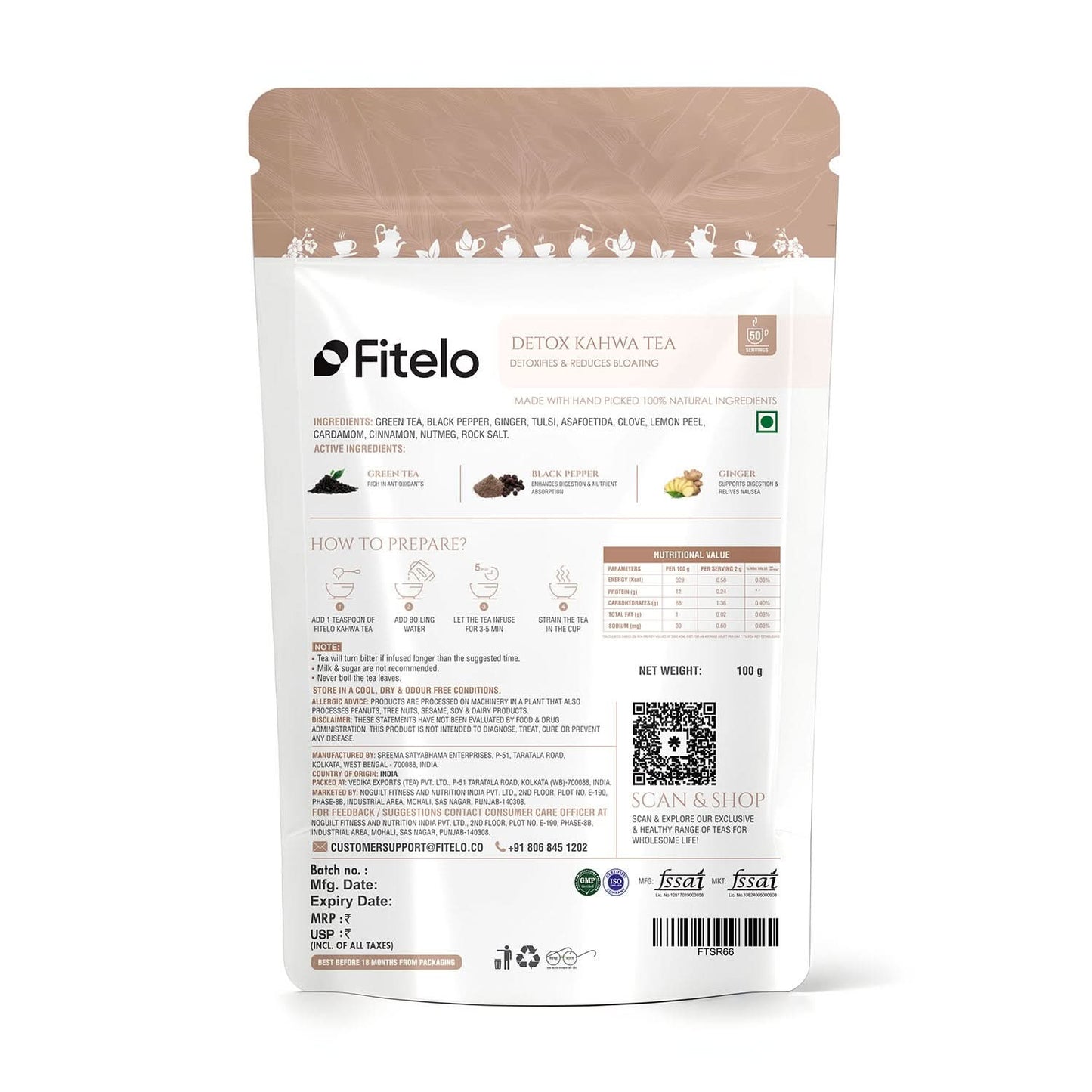 Detox Kahwa Tea | Aids in Detox & Reduce Bloating | Natural | 50 Servings