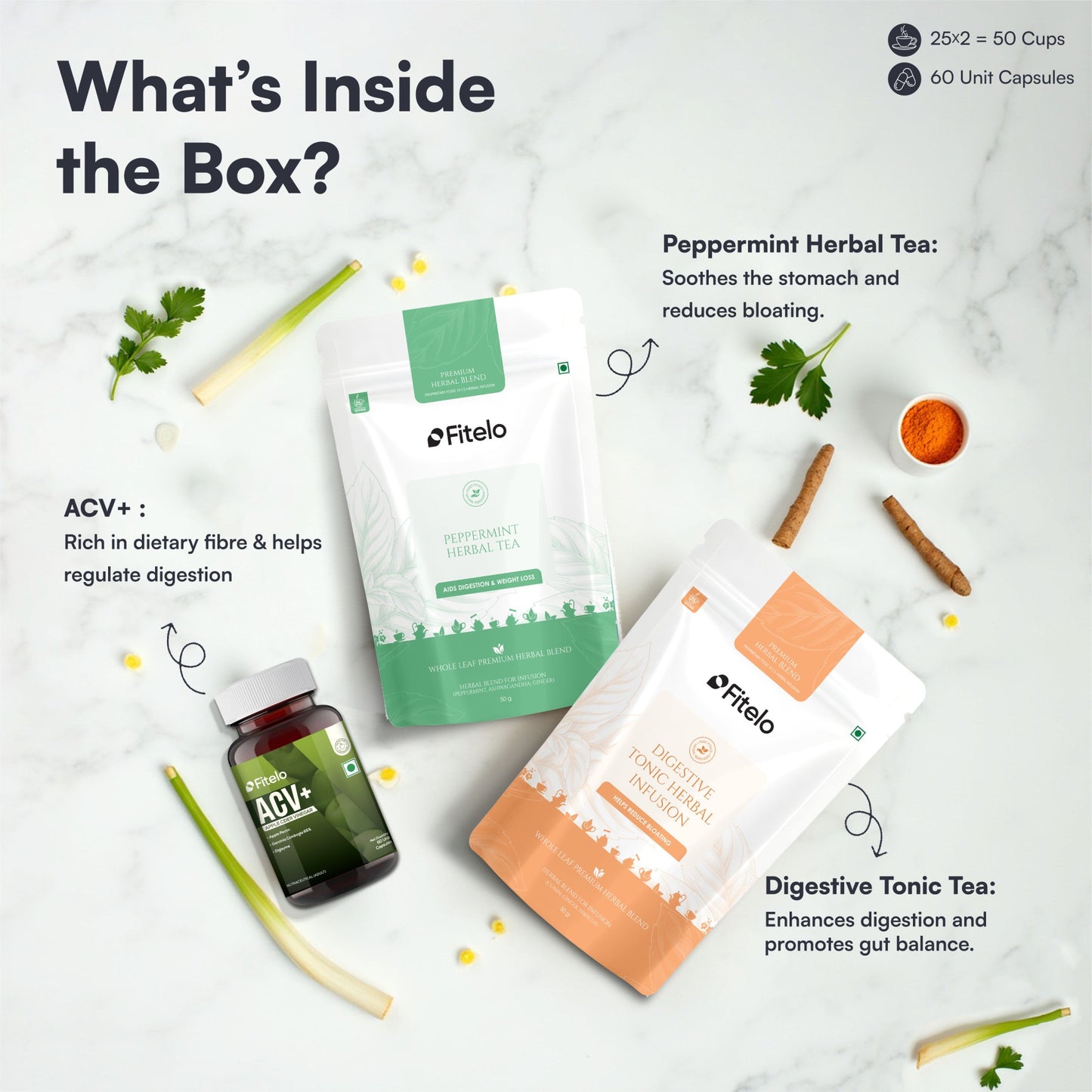 Fitelo Digestive Combo | Reduce Bloating, Boost Metabolism & Support Natural Weight Loss | 1 Month
