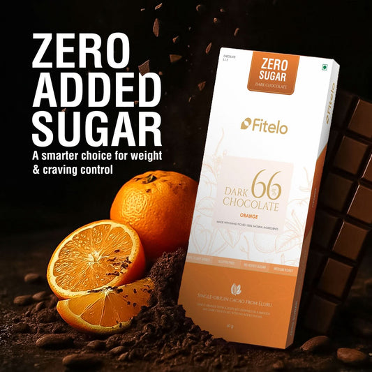 66% Dark Chocolate with Real Orange Bits | No Added Sugar | Plant-based & Gluten-Free | Pack of 4