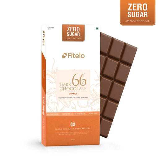 66% Dark Chocolate with Real Orange Bits | No Added Sugar | Plant-based & Gluten-Free | Pack of 4