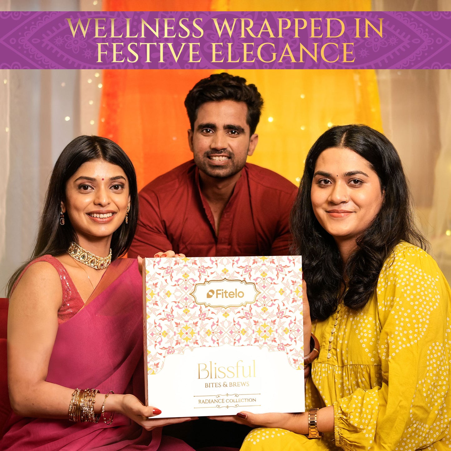 Fitelo Luxury Diwali Gift Hamper | 25-in-1 Healthy Gift Pack with Sugar Free Chocolates, Herbal Teas, ACV Effervescent, Dry Fruits, Makhana, Candles & Greeting Card