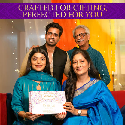 Fitelo Deluxe Diwali Gift Hamper | 12-in-1  Healthy Gift Box with Sugar Free Chocolates, Herbal Teas, Makhana, Snack Mix, Candle & Greeting Card