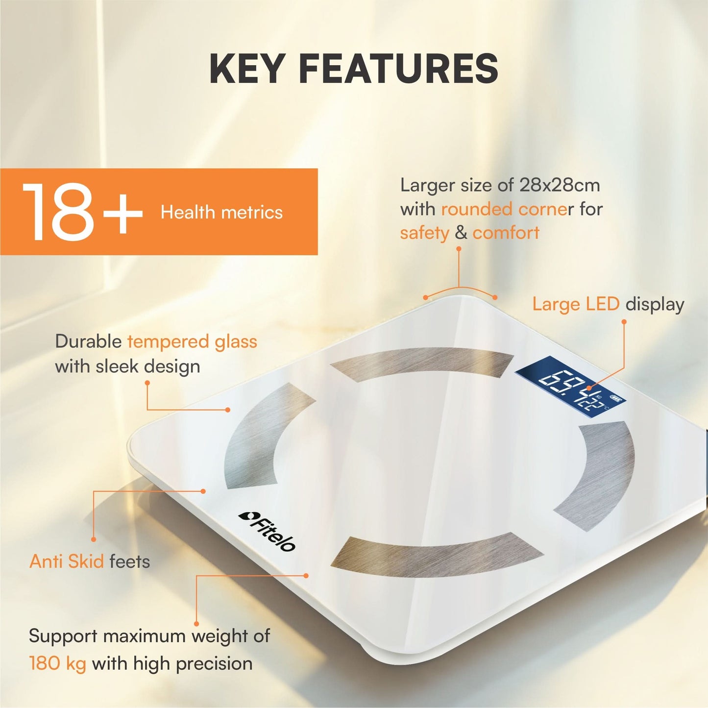 Fitelo Smart Scale | Track 18 Body Metrics | Track your weight loss journey