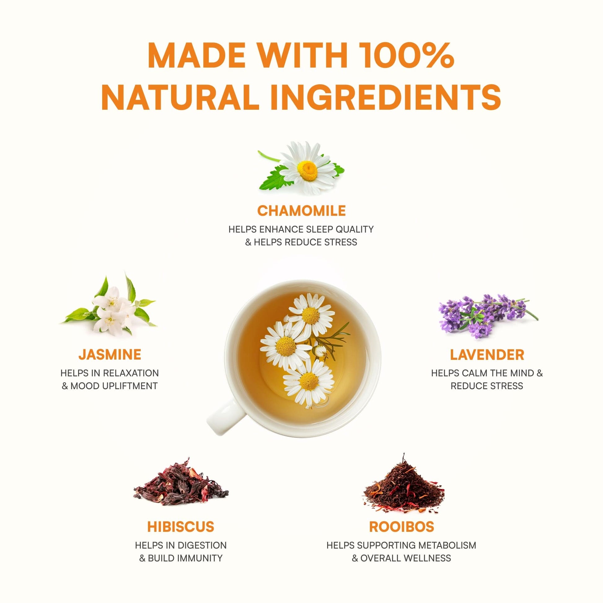 key ingredients highlighting benefits like sleep, stress relief, and weight loss.