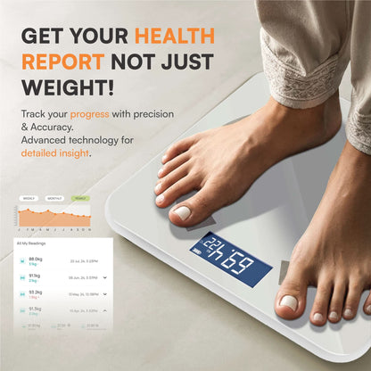 Fitelo Smart Scale | Track 18 Body Metrics | Track your weight loss journey 🏋️‍♀️ | White