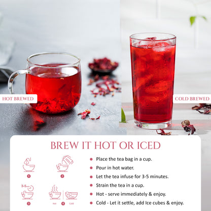 Unwind Hibiscus Herbal Tea | Pack of 2 | Promotes Relaxation, Helps Skin Glow | 40 Teabags
