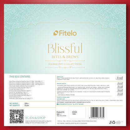 Fitelo Premium Diwali Gift Hamper | 23-in-1 Healthy Gift Box with Sugar Free Chocolates, Herbal Teas, Dry Fruits, Makhana, Candles & Greeting Card