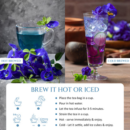 Antioxidant Rich Blue Pea Tea | Pack of 2 | Rich in Antioxidants, Improves Digestion | Helps in weight management | 40 Teabags