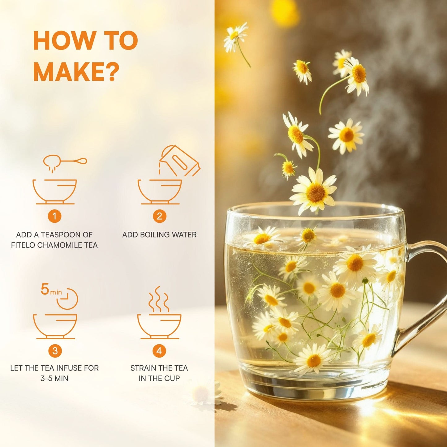 Chamomile+ Deep Sleep Tea | Natural | Helps in Relaxing Body & Mind | Helps in Relaxation | 50 cups
