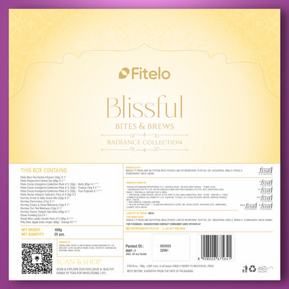 Fitelo Luxury Diwali Gift Hamper | 25-in-1 Healthy Gift Pack with Sugar Free Chocolates, Herbal Teas, ACV Effervescent, Dry Fruits, Makhana, Candles & Greeting Card