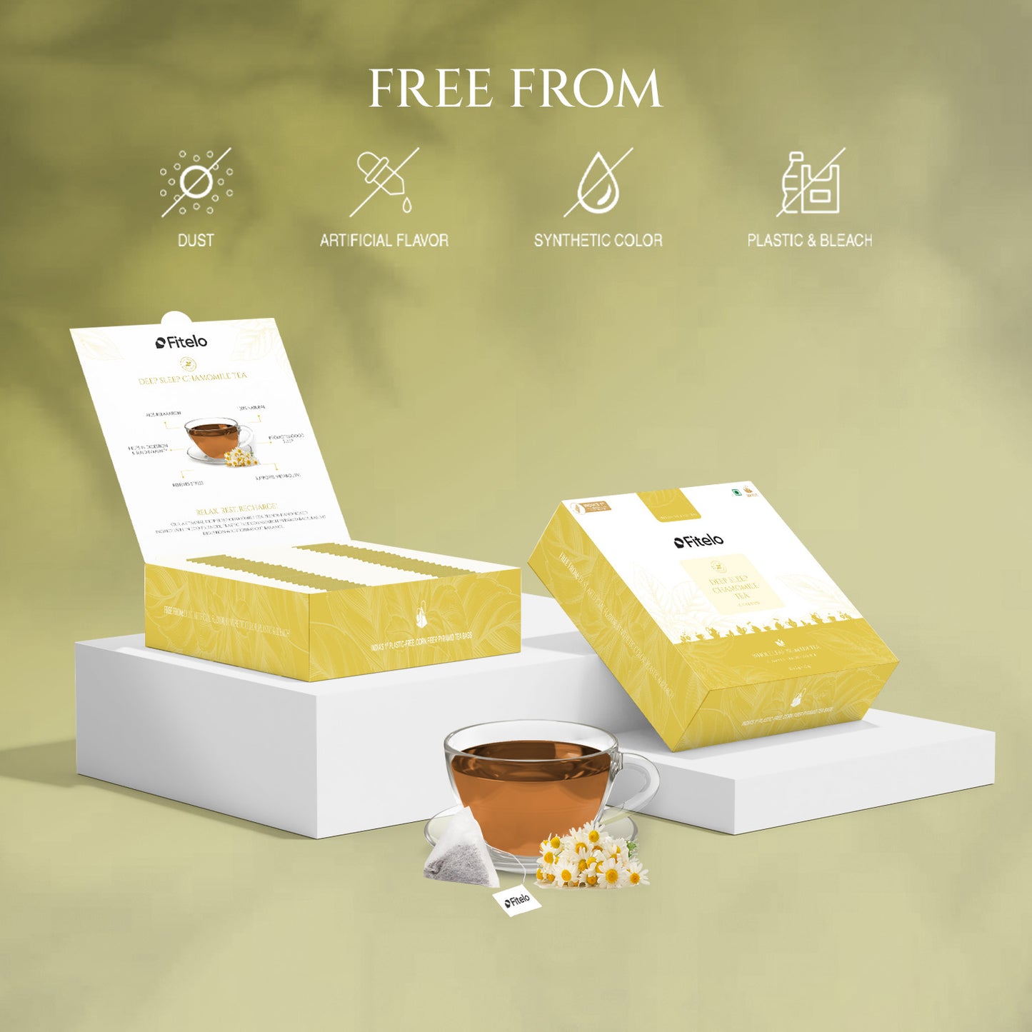 Chamomile+ Deep Sleep Tea | Pack of 2 | Helps in Relaxing Body & Mind | Helps in Relaxation | 40 Teabags