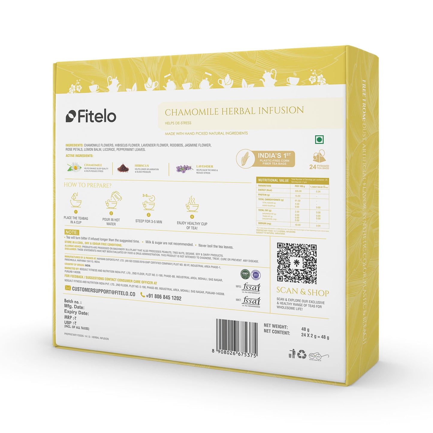 Chamomile+ Deep Sleep Tea | Pack of 2 | Helps in Relaxing Body & Mind | Helps in Relaxation | 48 Teabags