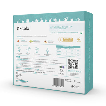 Metabolism Boost Tea | Pack of 2 | Helps in Fat Burning & Boosts Energy | Aid Weight Management |  48 Teabags