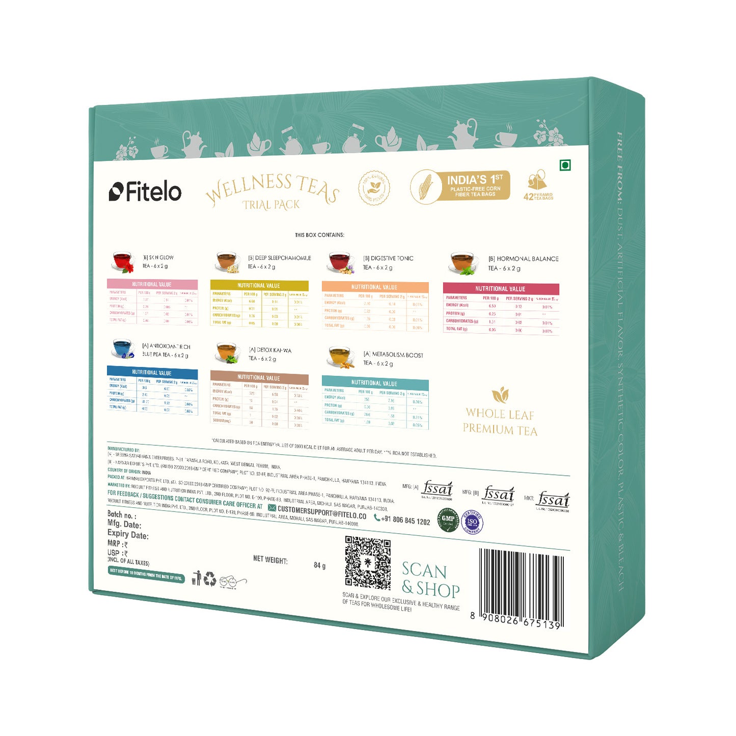 Wellness Teas Combo (Teabags) | 7 Flavors, 6 Bags Each | 42 Teabags