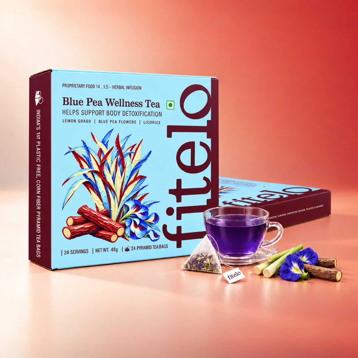 Antioxidant Rich Blue Pea Tea | Pack of 2 | Rich in Antioxidants, Improves Digestion | Helps in weight management | 48 Teabags