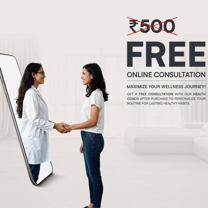 Advertisement for a free online consultation offer with a doctor and patient illustration.