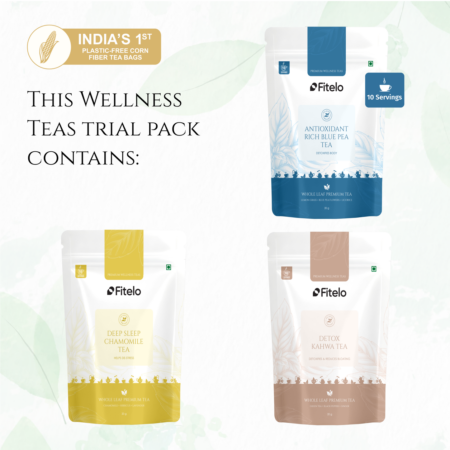Wellness Teas Combo (Loose Tea) | 7 Flavors | 20g Each | 10 Servings Each | 140g