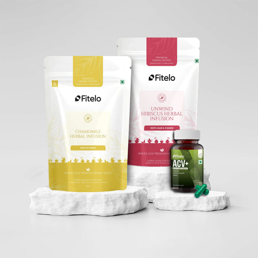 Fitelo Stress Relief & Skin Glow Combo | Calm Mind, Better Digestion & Natural Glow | 1 Month
