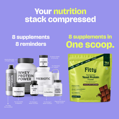 Fitty Fermented Yeast Protein | 25g Protein | 7 Added Supplements | 500 gm