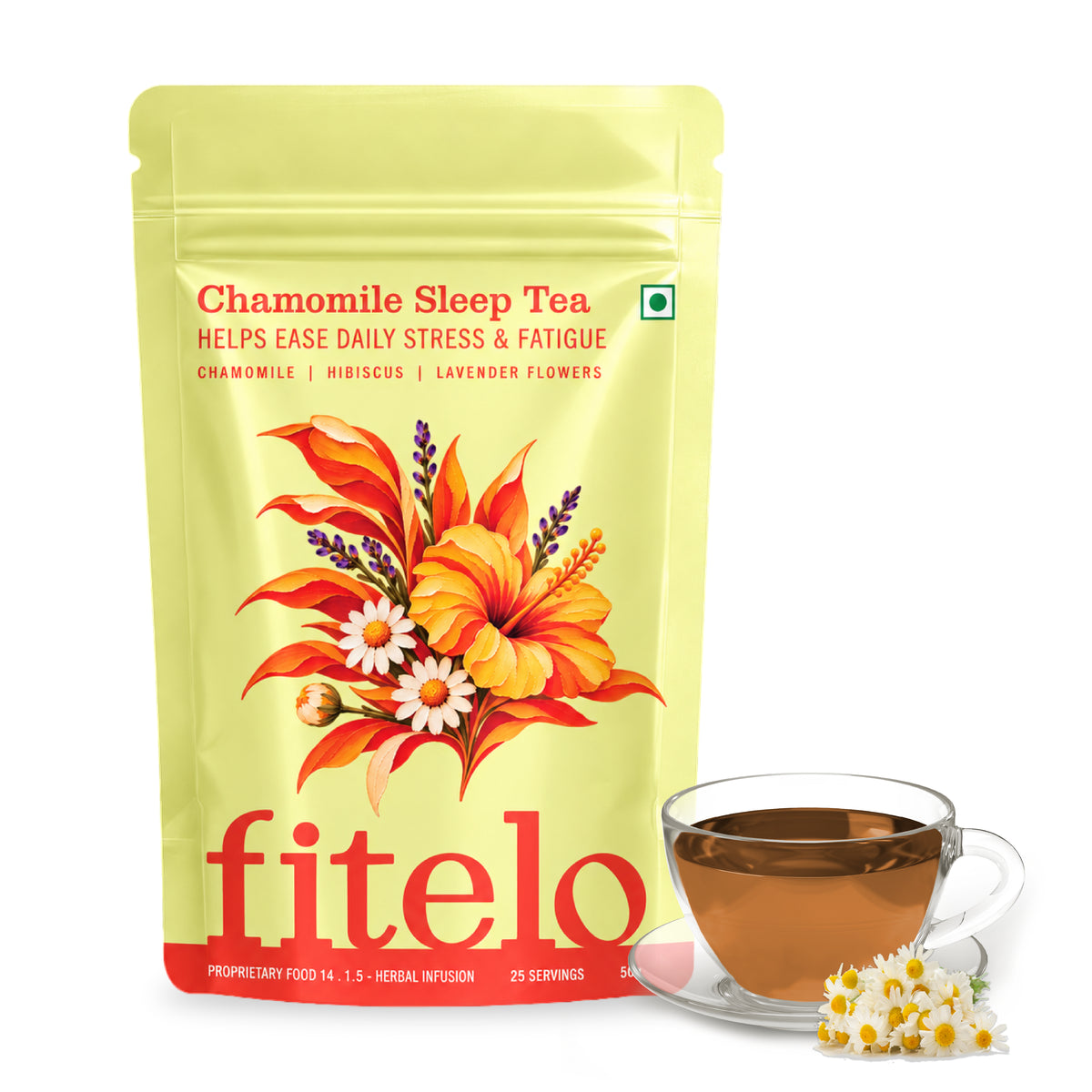 Chamomile+ Deep Sleep Tea | Natural | Helps in Relaxing Body & Mind | Helps in Relaxation | 50 cups
