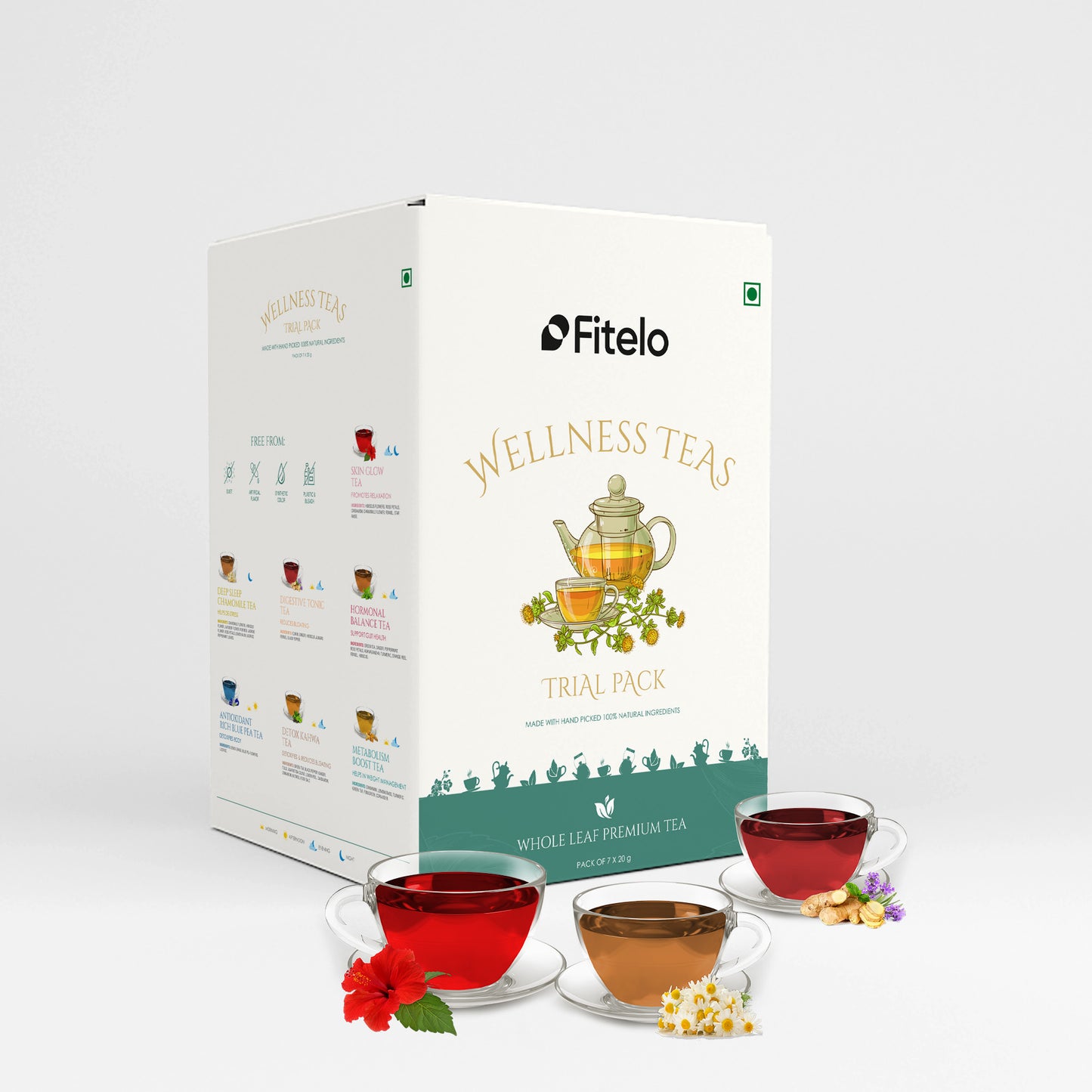 Wellness Teas Combo (Loose Tea) | 7 Flavors | 20g Each | 10 Servings Each | 140g