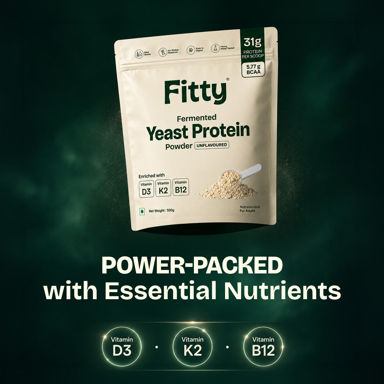 Fitty Fermented Yeast Protein for Weight Loss | 31g Protein | Unflavoured (500 g)