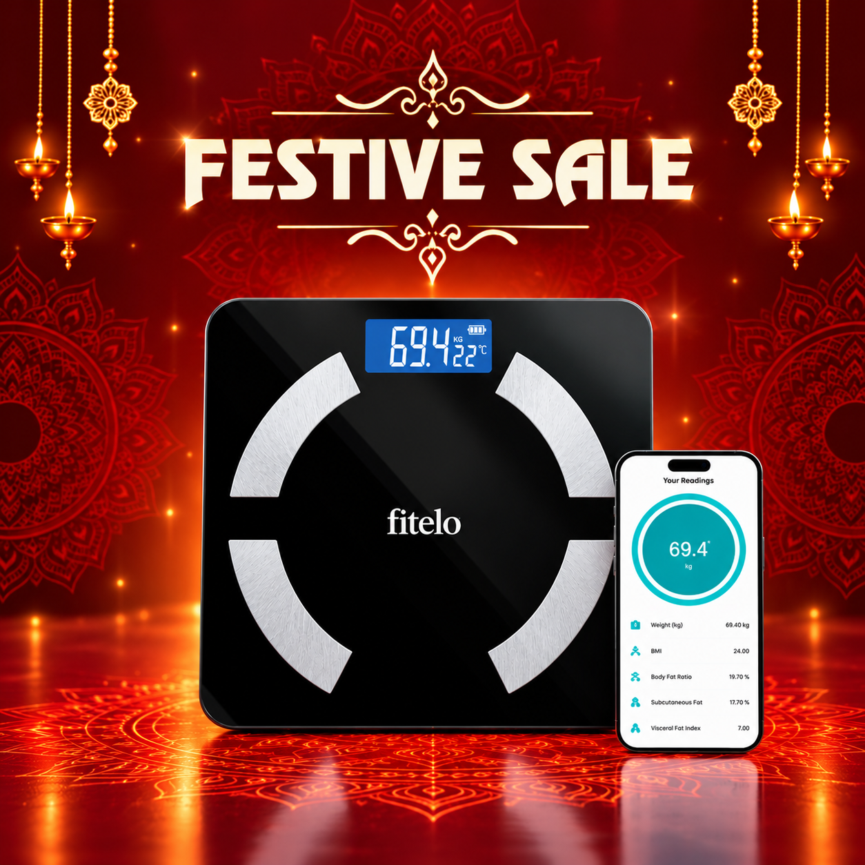Fitelo Smart Scale 2.0 | Track 25+ Body Metrics | Track your weight loss journey